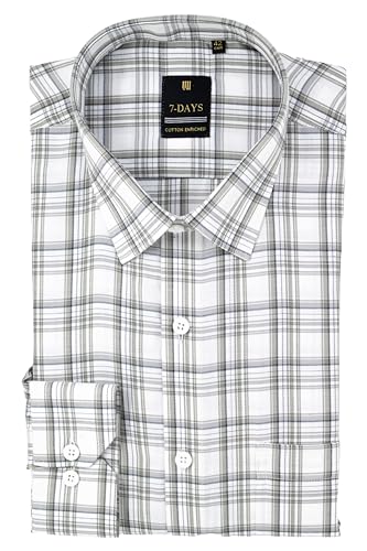 Image of 7-DAYS Men's Premium Checks Formal Shirt - Cotton Rich, Regular Fit, Full Sleeve, with Pocket, Wrinkle Resistant - Stylish Office & Everyday Wear.