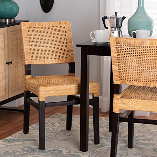 Baxton Studio Lesia Dining Chair, Espresso Brown/Natural Brown #TOP1