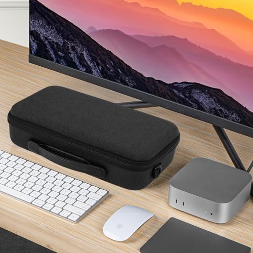 Image of GEEKRIA Desktop Computer Hard Travel Case, Compatible with Apple 2026 Mac mini M5 / 2024 Mac mini M4 / M4 Pro Travel Carrying Bag, Fit for Magic Mouse, Trackpad and Accessories (Dark Gray)
