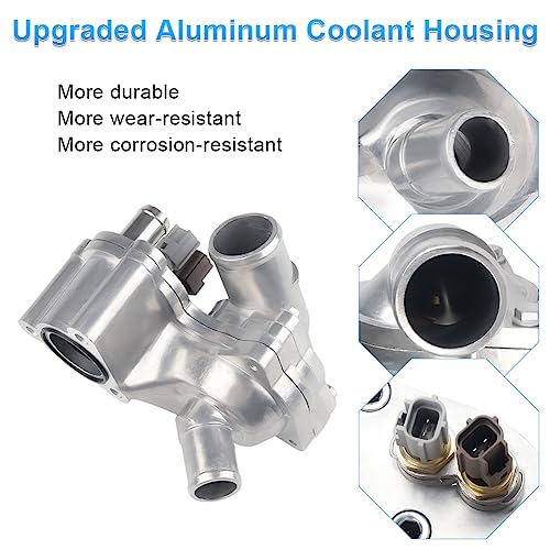 Image of 4L5E8A586AB Aluminum Thermostat Housing Compatible with 01-05 Ford Explorer | Compatible with 2001-2011 Ranger 2001-2008 Mazda B4000 2001 Mercury Mountaineer, Replace for SK121093 4L5E8594AA 4L5E8A586BB