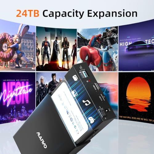 Image of MAIWO External Hard Drive Enclosure(6Gbps) with Hub Expander for 3.5 2.5 Inch SATA SSD HDD USB C to SATA III with UASP, 1 Port USB C Hub /2 Port USB A 10Gbps Hub,Compatible with Seagate Samsung Xbox