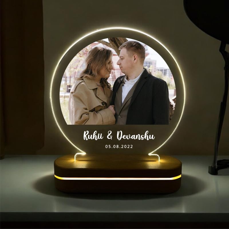 THE GRANDEUR LED Photo Lamp, Personalised Anniversary Gift for Couples, Husband, Wife, Wedding, Birthday, Valentine's Day (Precious Love)