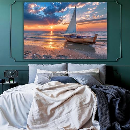 Peinture affiche paysage marin abstrait 70x90cm pour valoriser un salon sans vie - 2