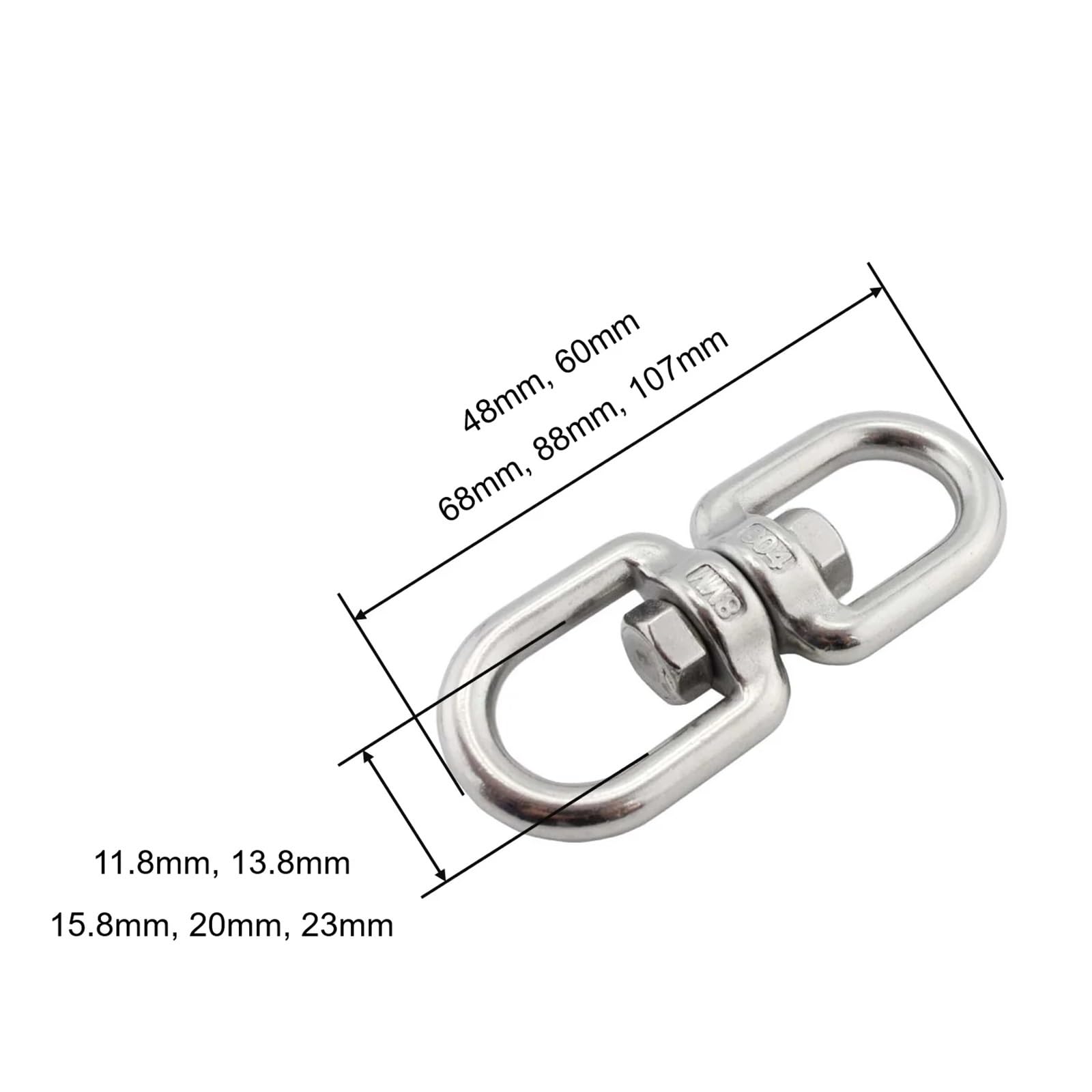 Grilletes acero inoxidable 5 piezas de ancla giratoria ojo a 4mm 5mm 6mm 8mm 10mm acero inoxidable 304 resistente cadena marina(M8)