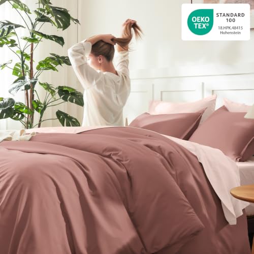 Image of Litanika Misty Pink Queen Comforter Set, 3 Pieces Lightweight Solid Bed Set | Soft Fluffy Down Alternative All Season Quilt Blanket