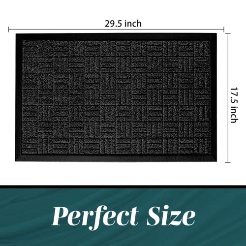 Homwe Front Door Mats, 2 Pc Set, 29.5 X 17.5, All Weather Entry And Back Yard Door Mat, Indoor And Outdoor Safe,Slip Resistant Rubber Backing, Absorbent And Waterproof, Dirt Trapping Rugs For Entryway #TOP7