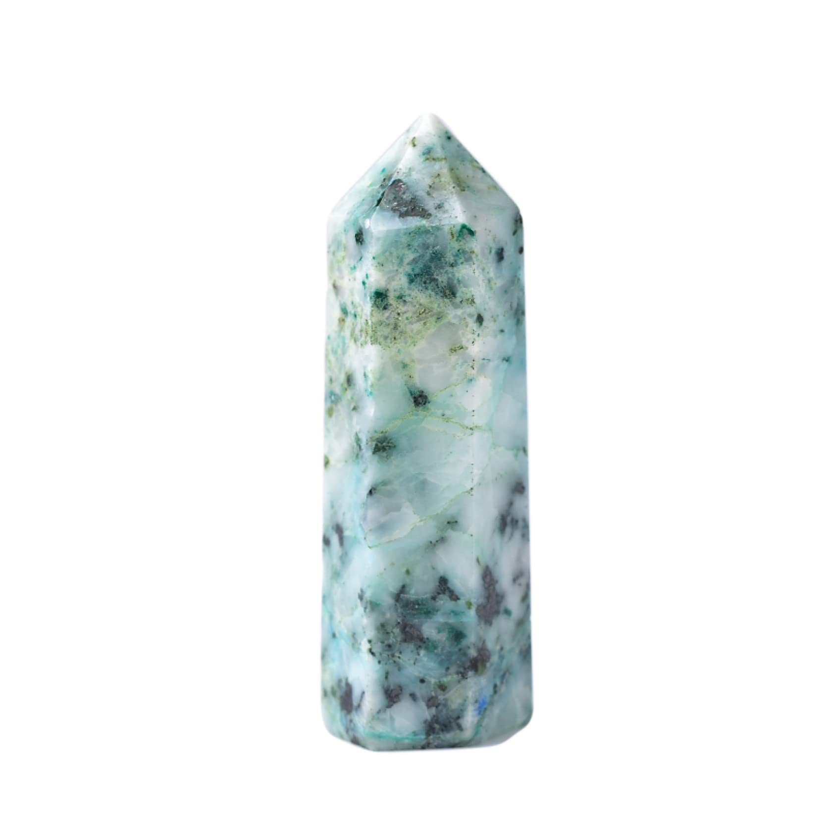 SnamicE Natural crystal rough 1pc Natural Crystal Obelisk Ornaments Green Quartz Wand Statue for Home Office Decoration Handmade Craft Gift,Natural Stone-1.97-2.36in