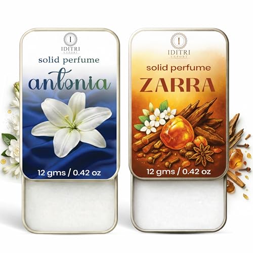 Image of IDITRI EXPORT Solid Perfume |zarra&Antonia Alcohol Free Wax Perfume Balm, Long Lasting | Pocket Tin 12g, Pack Of 2| Non Greasy Smooth Glide, Travel Friendly Men And Women