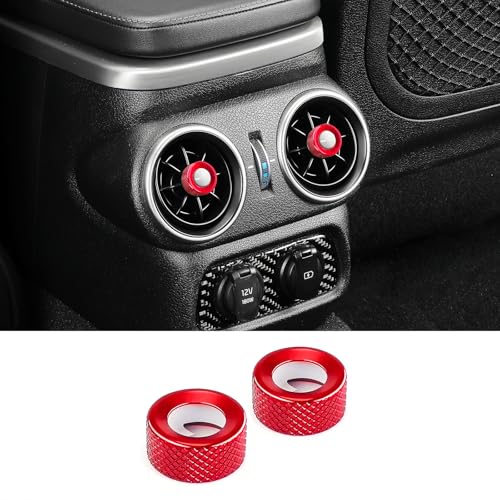 JUIVEEL Aluminum Rear Air Conditioner Vent Knob Cover Compatible with Kia Stinger 2018-2023 Accessories (Red, 2 PCS)