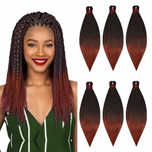 MARADEK 6X Pre-Stretched Professional Braiding Hair 100% Kanekalon Hot Water Setting Itch Free Ultra Yaki Ombre Tangle-free Mega Pack Synthetic Hair Extensions for Braids and Crochet – 24 Inch, 1B/350