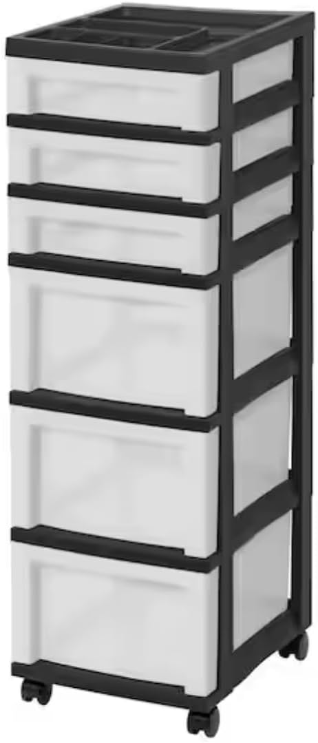 Mobile 6-Drawer Storage Cart with Divided Organizer Top OA85491