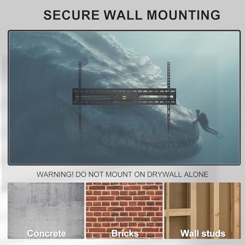 Image of WALI Heavy Duty TV Wall Mount for 43-120 Inch Flat Curved TVs up to 165 lbs,Low Profile 1.2 Inch from Wall,Mounting Holes up to 900x600mm,Compatible with Stud Spacing, Easy Install Bracket,Black