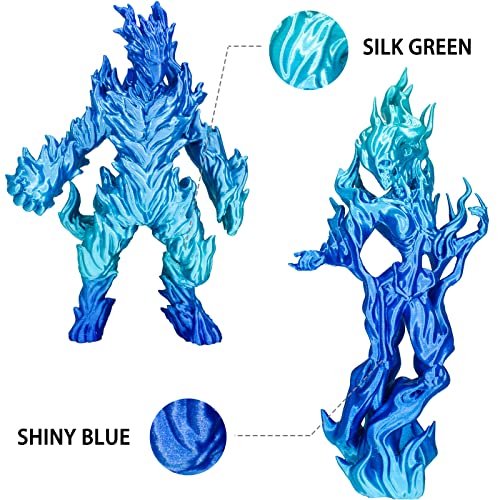 Image of PLA 3D Printer Filament, PLA Filament Silk Green Shiny Blue PLA Filament 1.75mm + /- 0.02mm, 3D Printing Filament 1kg /2.2lbs