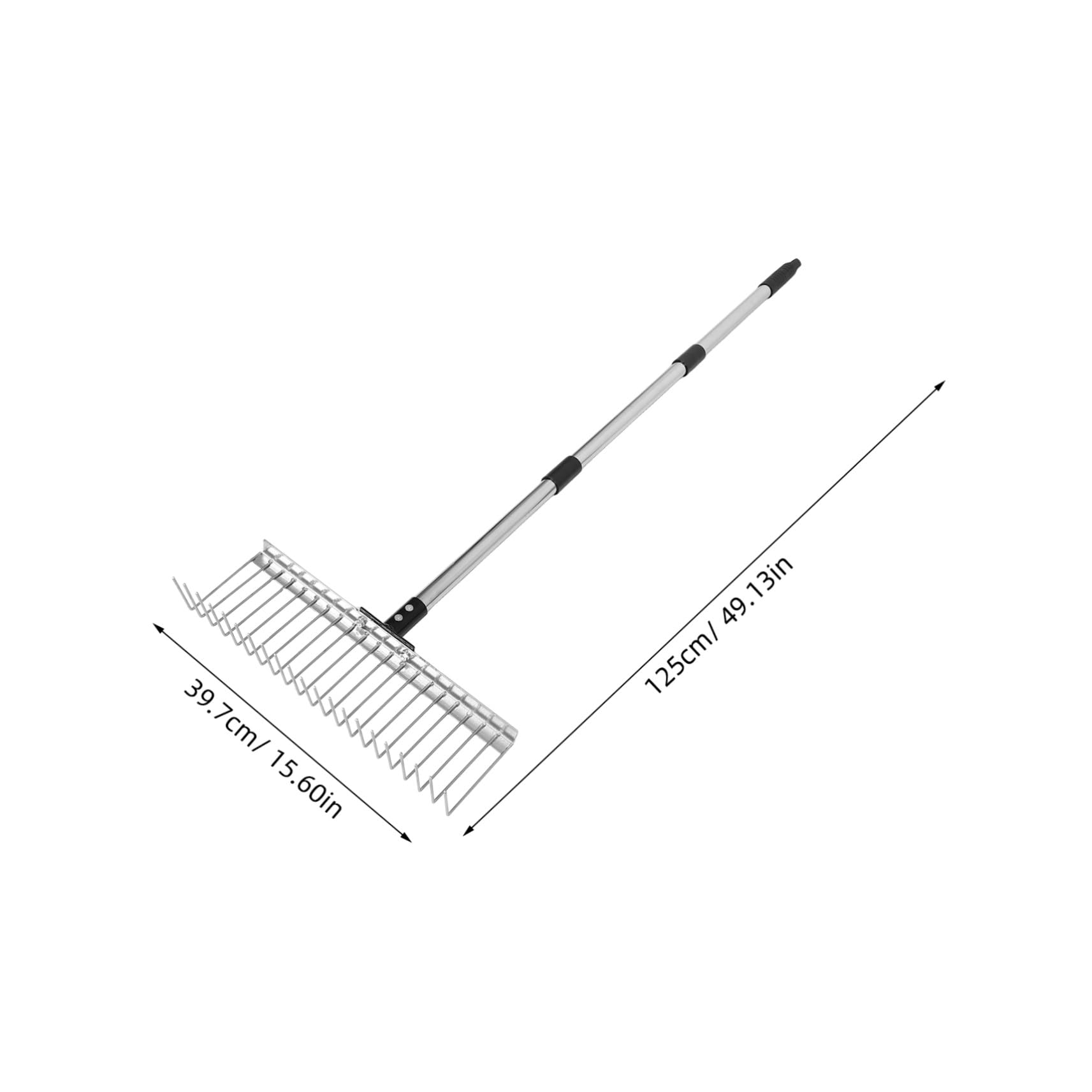 Toyvian Rastrello da Giardino Regolabile in Metallo per Foglie Prato e Terreno Rastrello Telescopico per Giardinaggio Livellamento e Raccolta Foglie