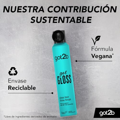 got2b gotGLOSS hair spray finish for glossy and glass-like hair, frizz control and heat protection for sleek hair 200ml - Image 5