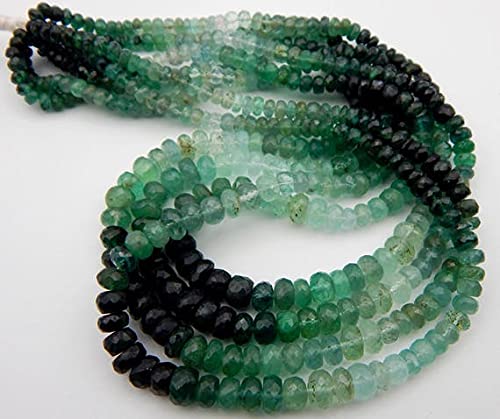 Perles émeraude facettées en rondelle de 4x3.5mm pour création de bijoux de 7.5 pouces