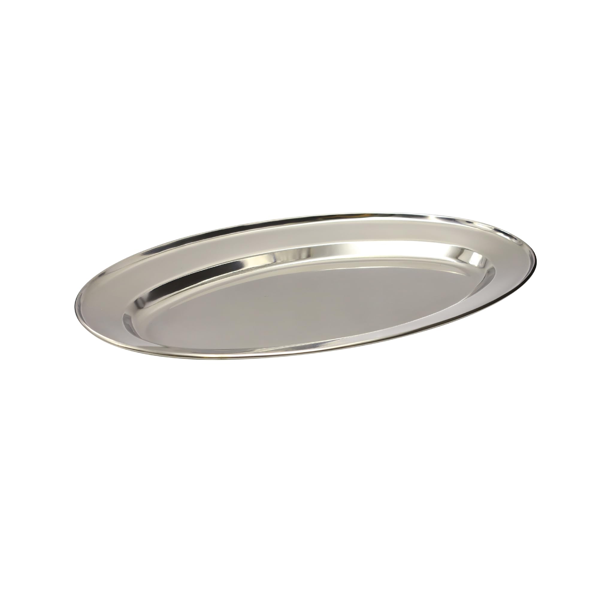 Buckingham Silver Mirror Polish Oval Serving Tray Heavy Gauge Plate Stainless Steel Durable Meat Platter For Restaurant Catering Parties Buffet Bbqs And Everyday Large Dining (30 Cm)