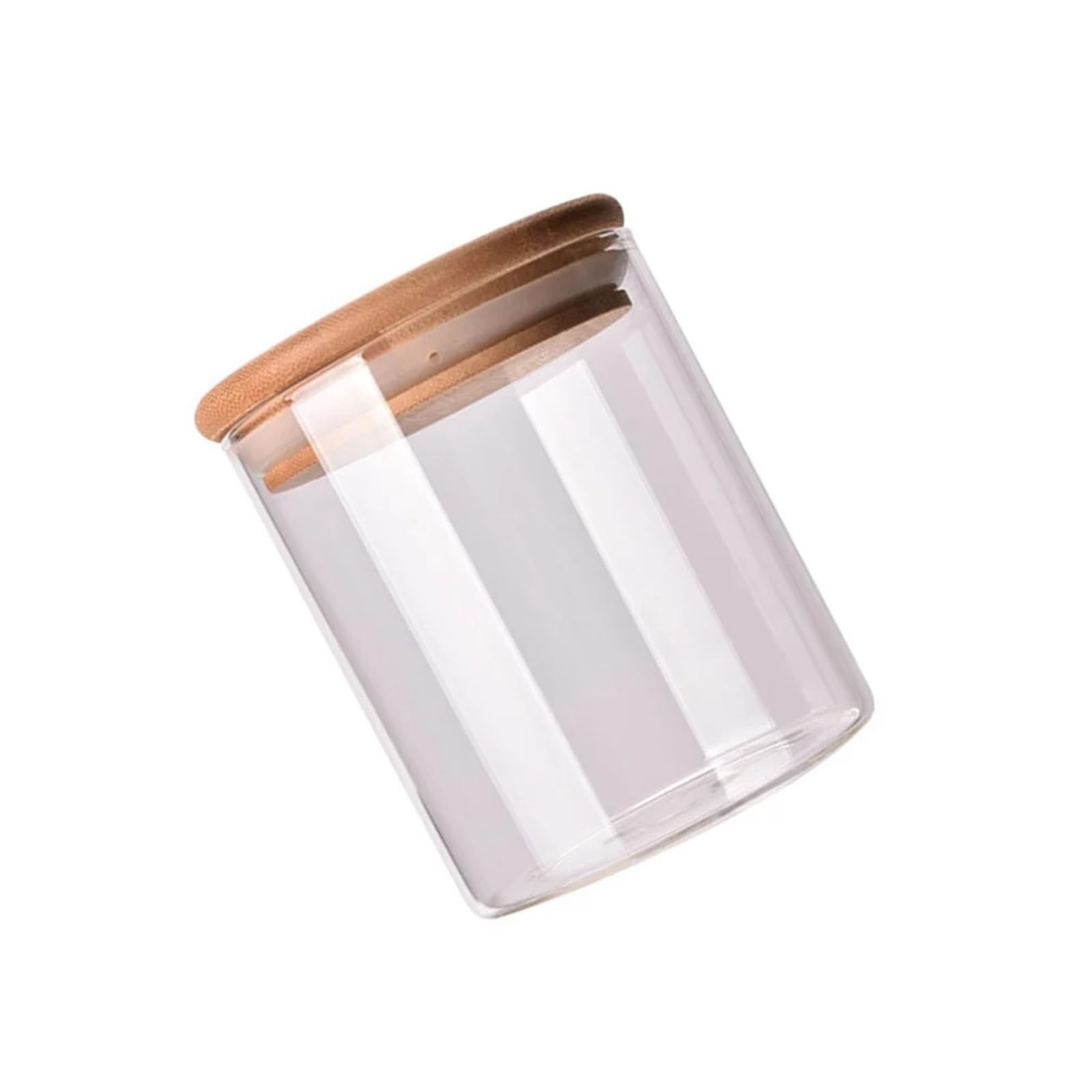 10 Stück Holzdeckel Klarglas Vorratsbehälter for Lebensmittel Versiegelte Kanister Tee Zuckerdose Gewürzbehälter Für Die Lagerung, Versiegelt(6.5x15cm)