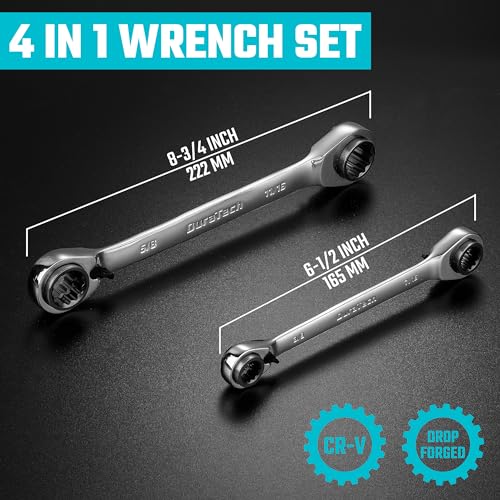 Image of DURATECH 4-in-1 Reversible Ratcheting Box Wrench Set, SAE, 2-Piece (Pack of 2)