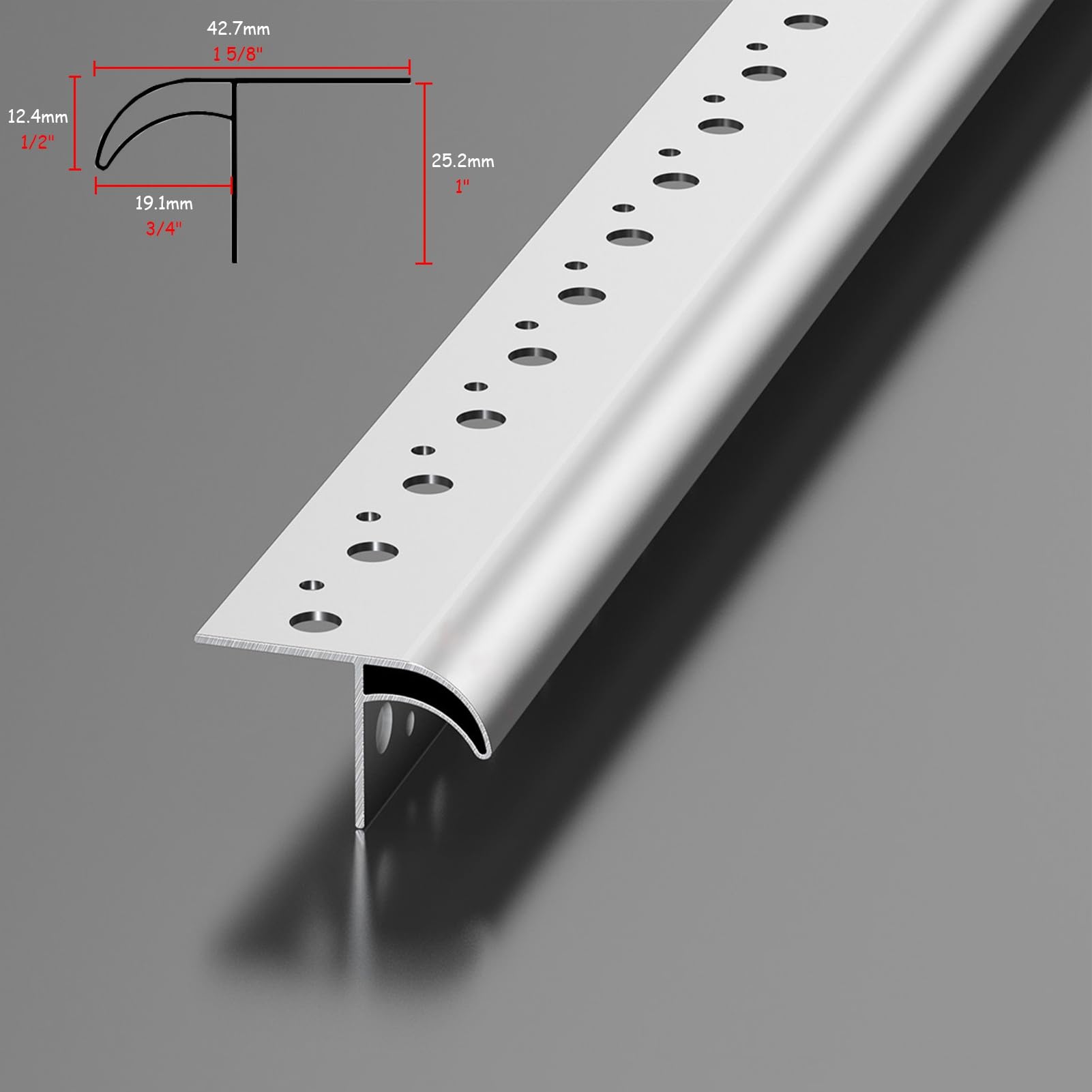 Treppenkantenprofil Gebogene Dachrinnen-Tropfleiste für den Außenbereich, Schneidbare Tropfleisten in Adlerschnabelform, Tropfleisten für Außenwände(W19mm(3/4"),L280cm(110 1/4"))