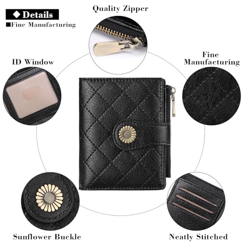 Image of FALAN MULE Small Wallet for Women Bifold RFID Blocking Leather Card Holder with Zipper Coin Pocket