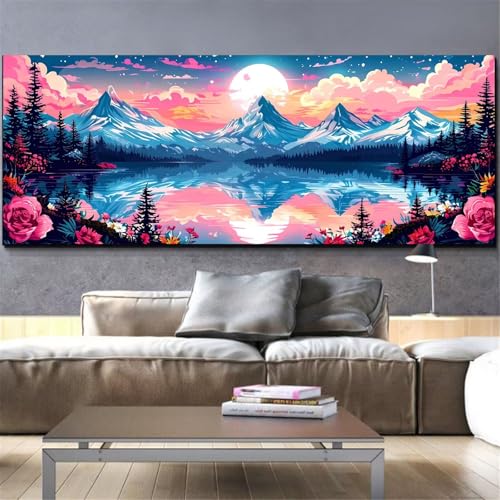 Kit diamond painting cristal strass haut de gamme paysage de lac 80x160