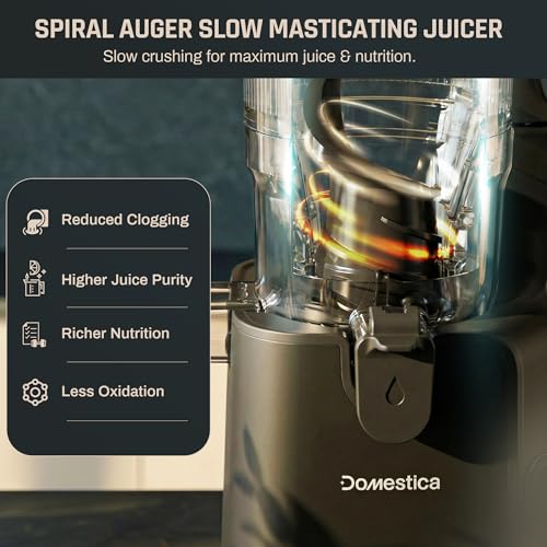 Image of Domestica Dripdrop Pro Cold Press Juicer for Home | All in One Slow Juicer for Fruits, Veggies & Nut Milk, BLDC Motor | High Juice Yield | Reverse Function, Easy Cleaning, 137mm Wide Chute