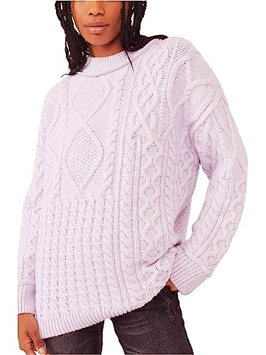 Free People Womens Purple Long Sleeve Crew Neck Wear to Work Sweater S