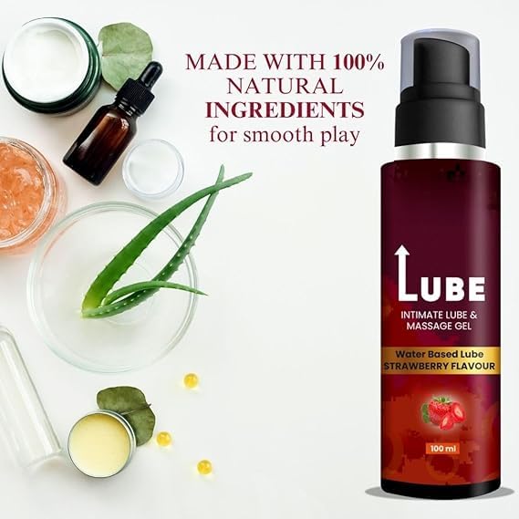 Image of Intima Safe Strawberry Flavour Water Based Lube with Aloe vera and green tea | Lubricant Gel with Glycerine | Non sticky, Skin Friendly, Silicone and Paraben Free | No Side Effects(Lubricant, pack of 1)'Latex Free Liquid, Beauty Cosmetic