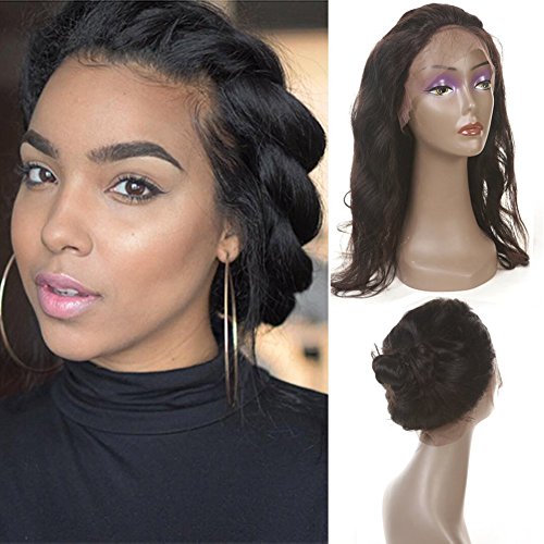 360 Lace Frontal Brazilian Virgin Body Wave Hair Weave Lace Closure New and Natural Looking (16inch)