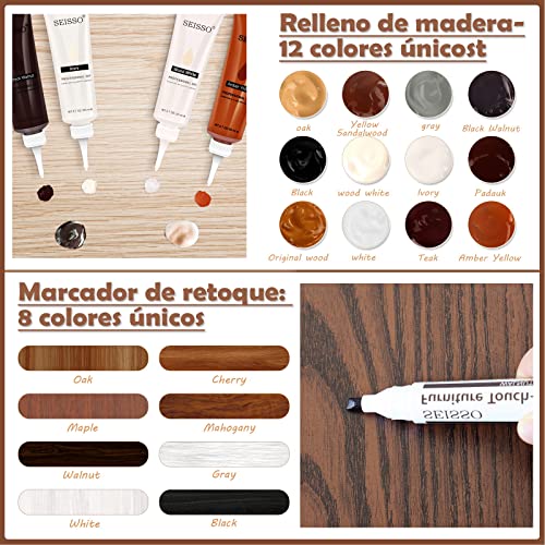SEISSO Wood Furniture Repair Kit, Set of 36 with Wood Putty, Beeswax, Furniture Touch Up Pens - Image 3