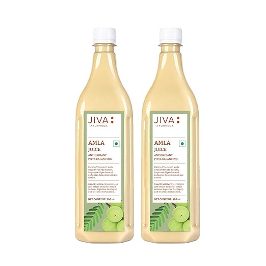 Jiva Amla Juice | 100% Pure & Natural | Helpful In Digestion | Enhance Skin, Hair Eye | 500ml (Pack of 2)