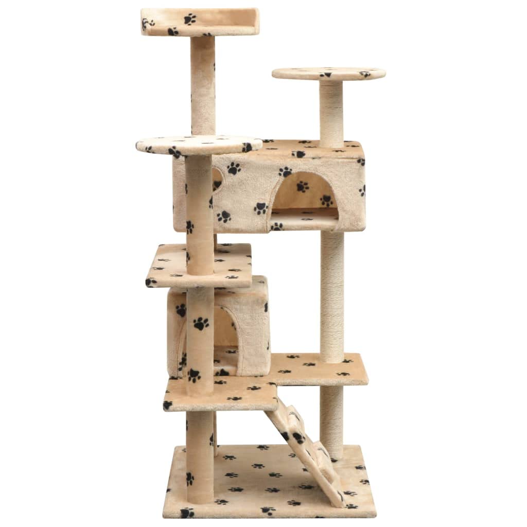 Kratzbaum 125 cm mit Sisal-Kratzbrett, Spielcenter mit mehreren Etagen mit weichem Plüsch, Sitzstangen und gemütlichen Häusern zum Klettern, Verstecken und Ausruhen
