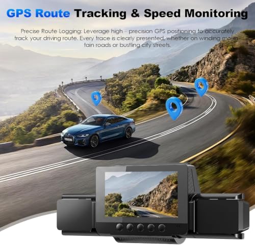 Image of 4 Channel Dash Cam Front and Rear with 360 View for All-Round Protection, 4-Way Recording, Built-in 5G WiFi & GPS, APP Control, 8 IR LEDs, 24H Parking Monitor, G-Sensor, Free TF Card (128GB)