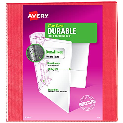 Image of Avery Durable View 3 Ring Binder, 2 Inch Slant Rings, 1 Coral Binder (17817)