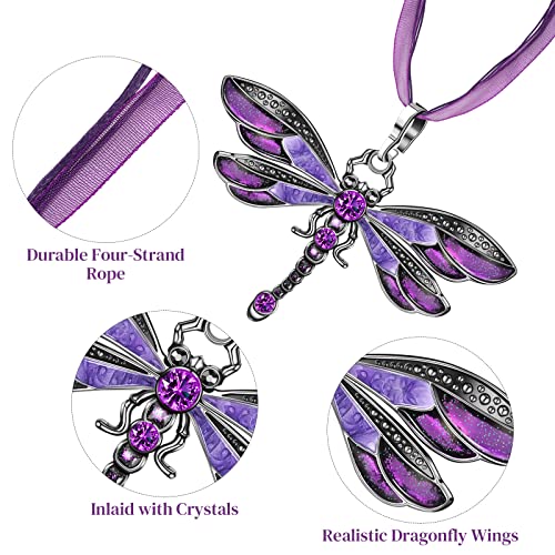MTLEE 3 Pieces Dragonfly Necklace Dragonfly Charm Pendant Bohemian Jewelry for Women Colorful Enamel Vintage Ethnic Multilayer Chain3