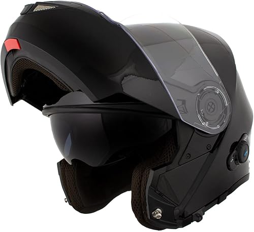 Milwaukee Helmets H7000 Casco de motocicleta inalámbrico de cara completa modular negro brillante MayDay - Stream Music-llamadas telefónicas