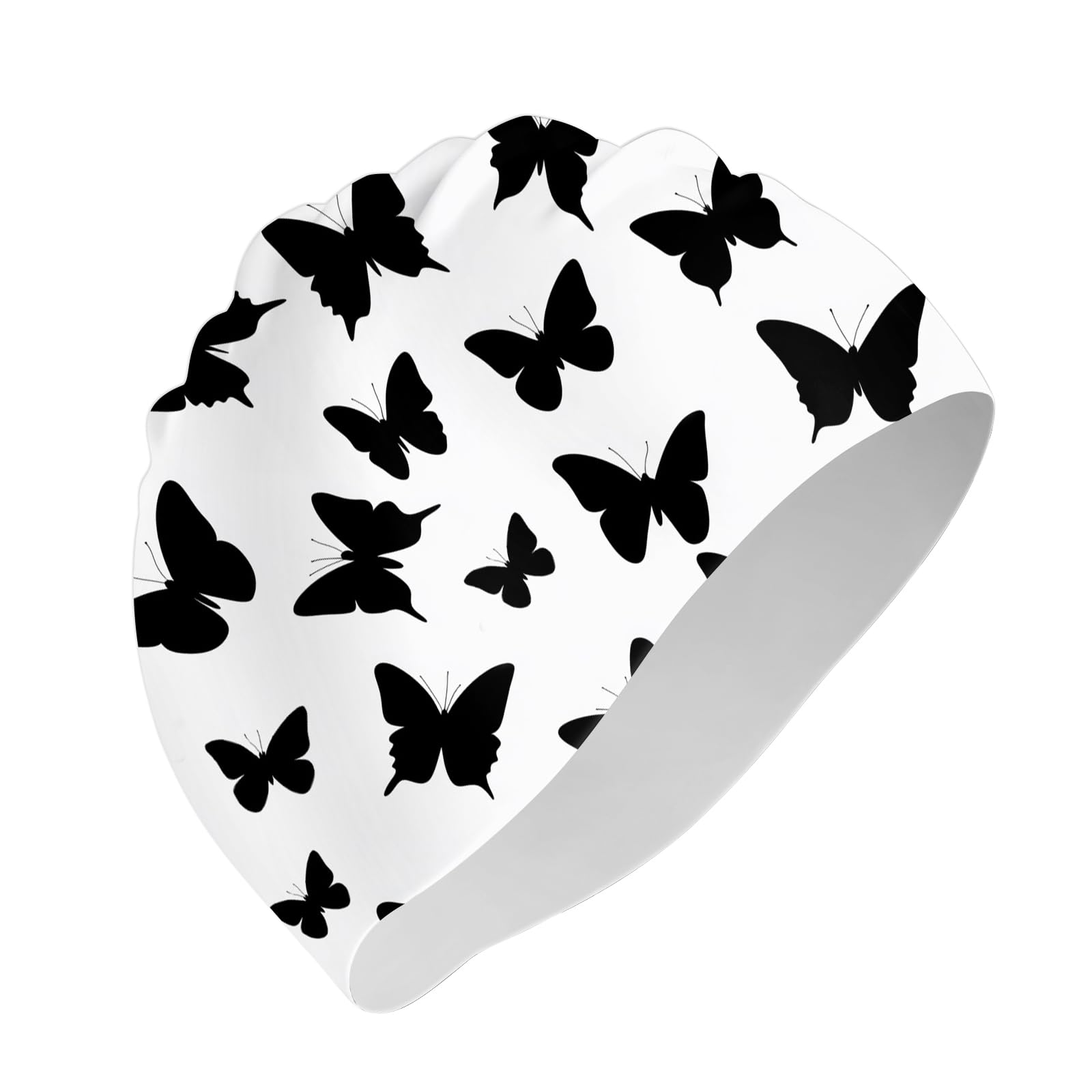 Deokke Silicone Swim Cap Soft Waterproof Durable Swimming Caps Non-Slip Elasticity Keeps Hair Dry Cute for Women Girls Men (G3-Black Butterfly) — image 1
