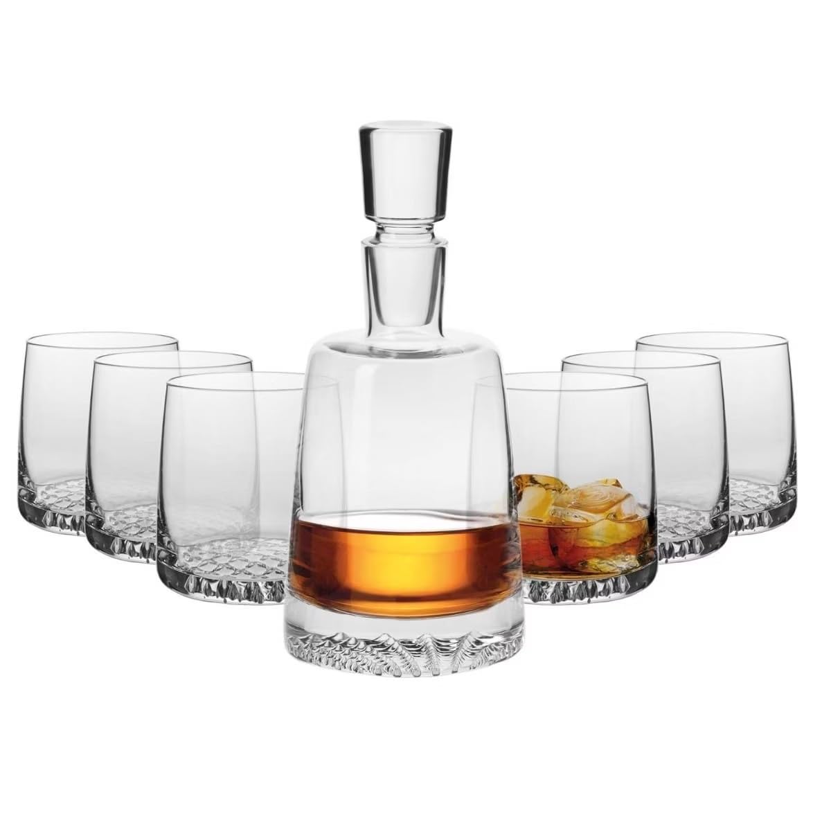Whisky Set Dekanter 950 ml + 6 Stück Whiskygläser 300 ml - Whiskey Karaffe - Geschenk für Mann - Glaeser Geschenkset - Glaskaraffe Alkohol