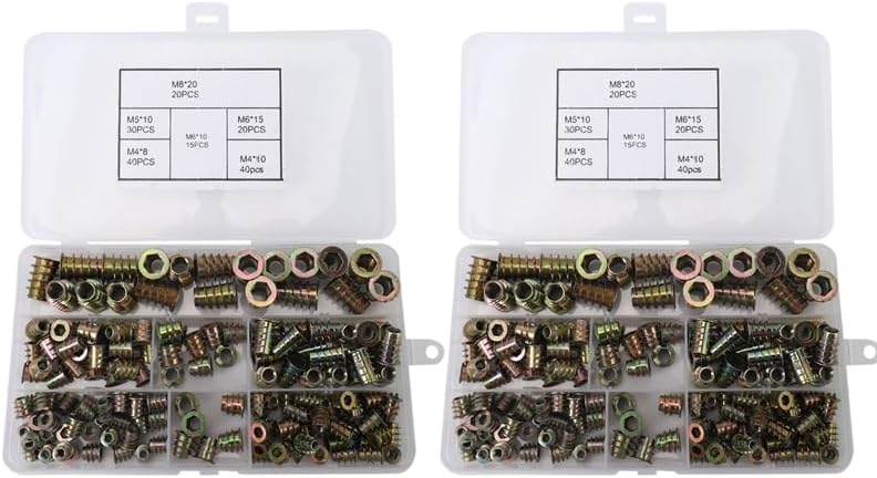 Threaded Inserts Nuts, Wood Insert Assortment Tool Kit, M4/M5/M6/M8 Furniture Screw Inserts Bolt Fastener(330 PCS) - (Color: Red)
