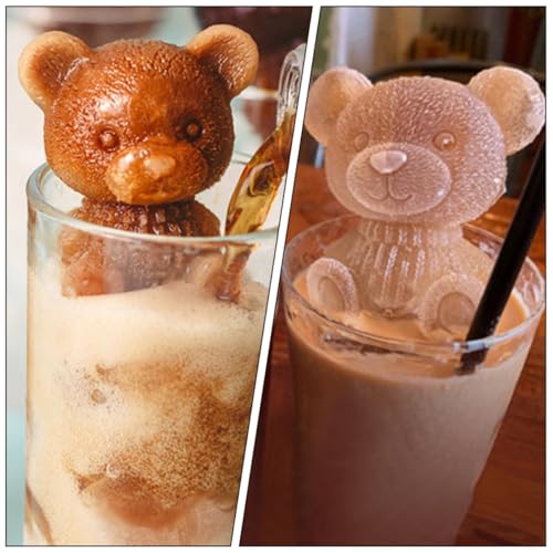 Moldes de silicona para hielo con forma de oso, 5 piezas miniatura 3