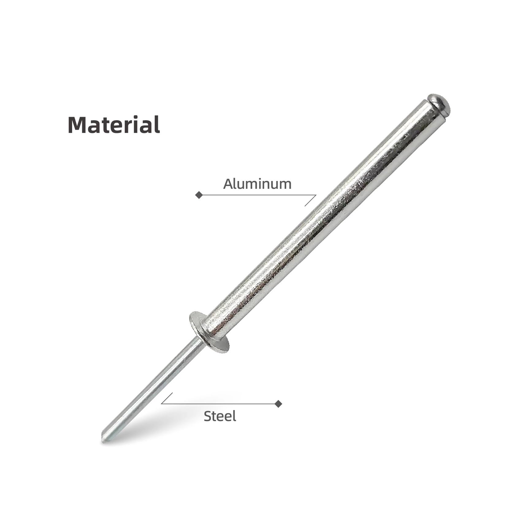 Rivets Aveugles en Aluminium 30/50 rivets d'échappement extra longs en aluminium, tête bombée, tige acier, mandrin super spécial aveugle(50Pcs,3.2x27mm)