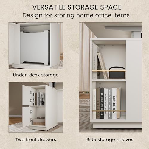 Image of ModernMate 71 inch L Shaped Electric Standing Desk with 4 Drawer File Cabinet
