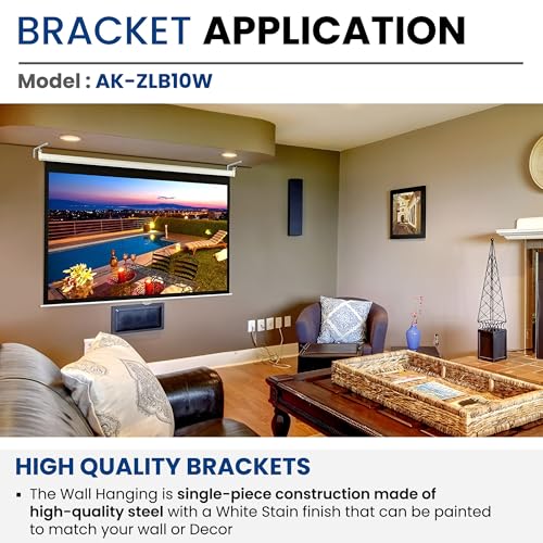 Image of AKIA SCREENS 10 Inch Universal Projector Screen L-Bracket Wall Mount Kit, Adjustable Extension 3-10 Inch, Steel Hanging Hooks for Indoor Outdoor Projection Screens, White, AK-ZLB10W