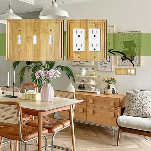 1 Pcs Solid Wood Triple Toggle Light Switch Plate Bamboo Light Switch Cover Quality Raw Wooden Switch Plate Covers Decorative Wall Plate-L1 by MIEOXHPA - Image 6