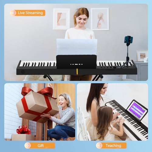 Tanniws Clavier de Piano 88 touches Pliant piano électronique Piano multifonctionnel Clavier électronique 128 tons pliable à 180° Pliant piano - Les Beatles, Paul McCartney, John Lennon, RIngo Starr, George Harrison Tanniws Clavier de Piano 88 touches Pliant piano électronique Piano multifonctionnel Clavier électronique 128 tons pliable à 180° Pliant piano – Image 6