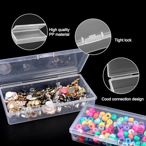 Image of 6 Pack Small Plastic Storage Containers with Hinged Lids,4.88 x2.56 x0.98 Inches Clear Rectangle Organizer Box for Beads,Jewelry,Crafts,Game Pieces,Office Supplies Small Items