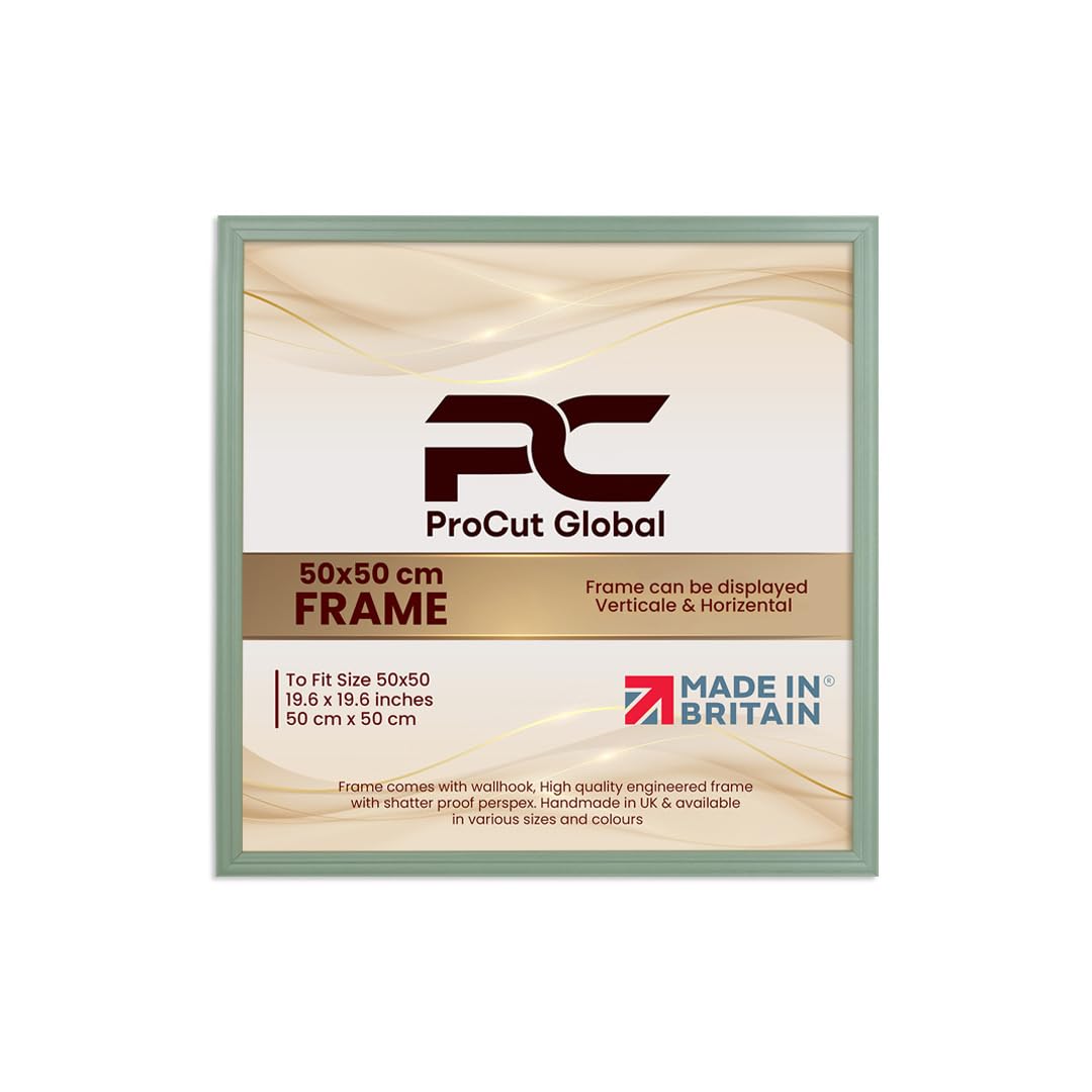 Procut Global 50x50CM Green Picture Frames - Classic Wooden Photo Frame with Shatterproof Perspex for Wall or Tabletop - Perfect for Posters, Certificates & Prints - Sizes & Colors Available