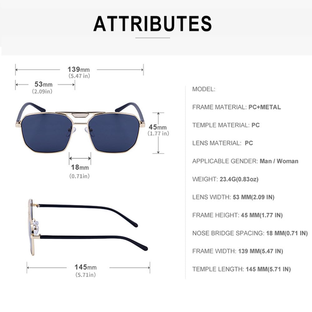 Gafas de sol retro de doble puente para hombre y mujer, de metal, a la moda, con protección UV400