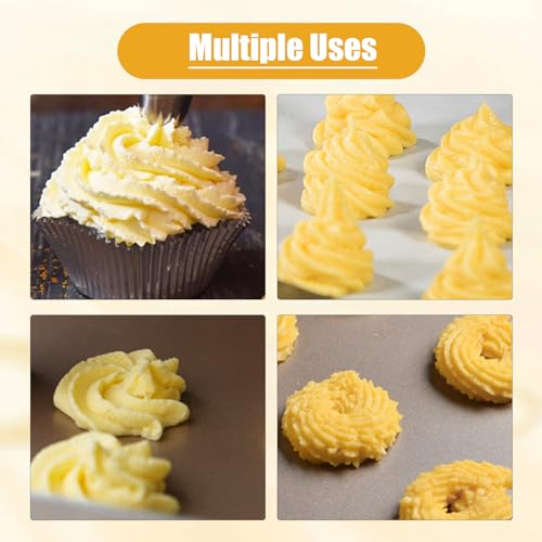 Dessert Cake Decorating Syringe, Stainless Steel Icing Piping Tips Cake Decorating Tools, Piping Icing Syringe Set, DIY Frosting Baking Tools with 6 Pcs Nozzles, Handle Cleaning Brush and Scrapers - Image 7